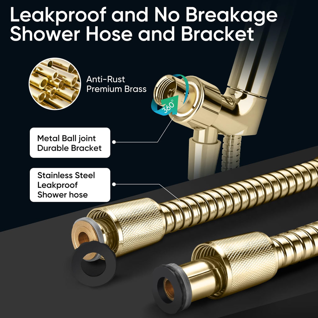 9 Spray Modes Handheld Shower Head, Water-Saving, Gold