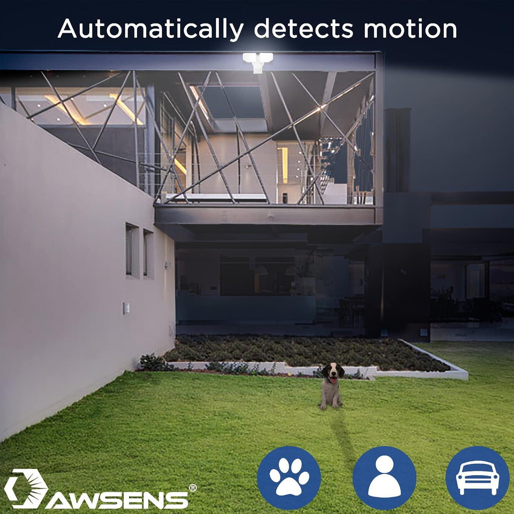 30W LED Motion Sensor Security Light Outdoor, 2 Head Adjustable, 180 Degree, 2600 LM, 5100 K, ETL Water Resistant