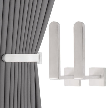 2 Pack Metal Curtain Holdbacks Modern Curtain Tiebacks L Shaped Curtain Hooks for Wall Curtain Pull Backs Curtain