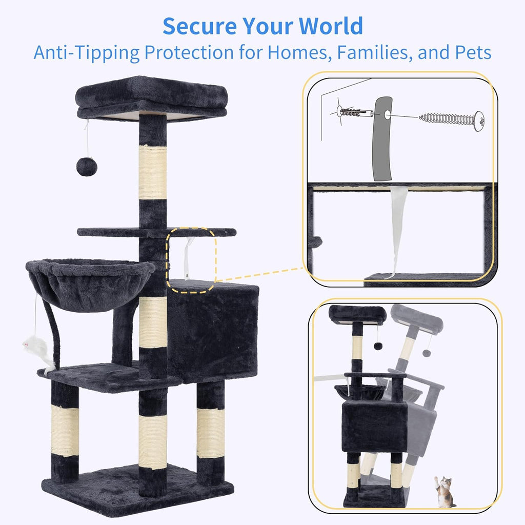 Cat Tree with Toy, Cat Tower Condo for Indoor Cats, Cat House with Padded Plush Perch
