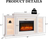 80 Inch Electric Fireplace TV Stand with Mantel and LED Lights, Entertainment Center for TVs up to 90 Inches, Modern Media Console with Storage and Remote Control