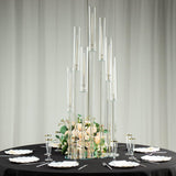 47" Clear Crystal 7-Arm Cluster Wedding Aisle Candlestick Stand with Hurricane Shades, Taper Candle Candelabra Table