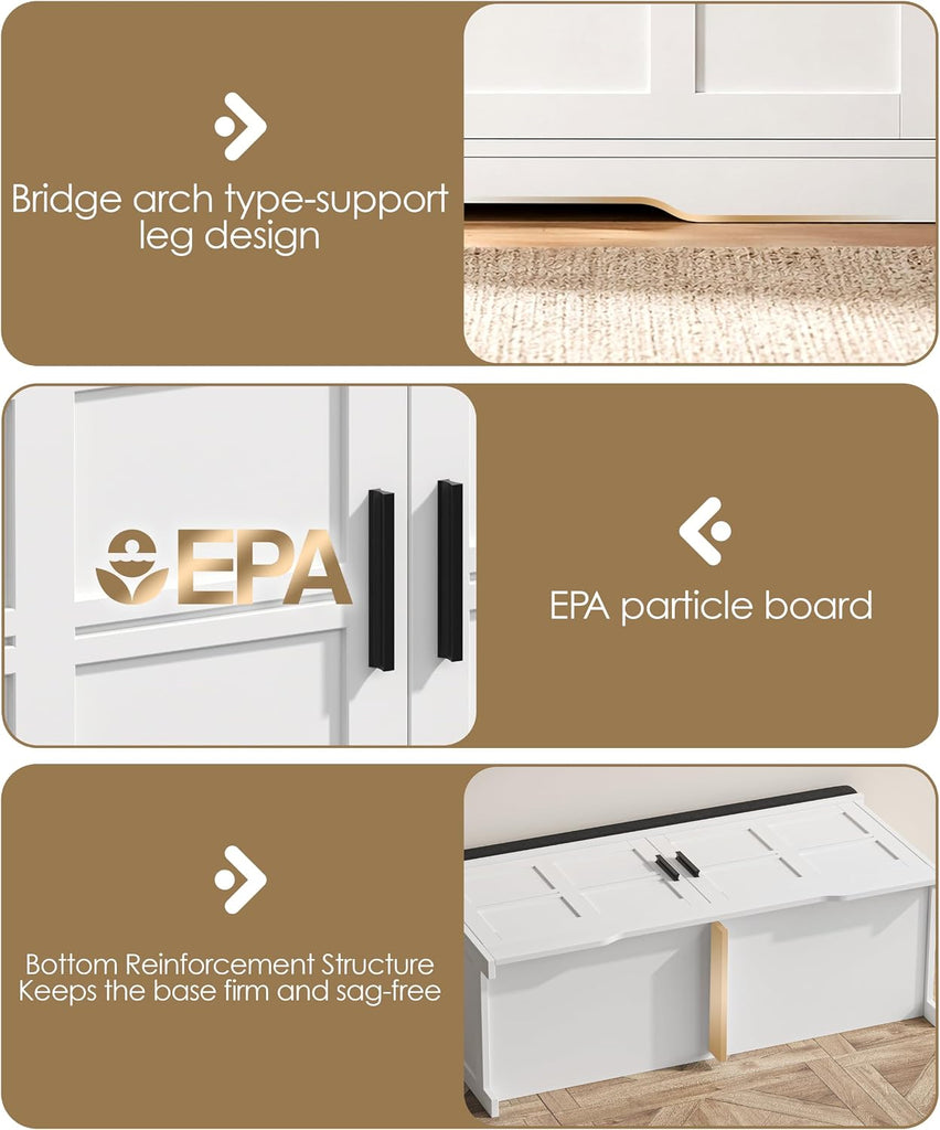 Shoe Bench with Storage, 39.4" Entryway Bench with Padded Cushion, 2-Tier Shoe Cabinet Bench with Adjustable Shelves