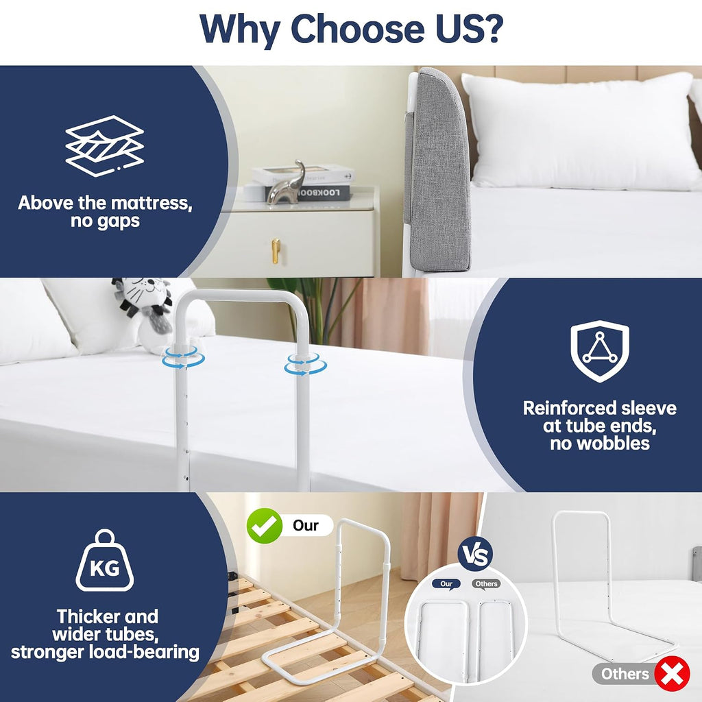 Bed Guard Rail for Toddlers, 59inch Foam Padded Side Rail for Queen King Twin Full Size Bed, Bedrail for Toddler, Bed
