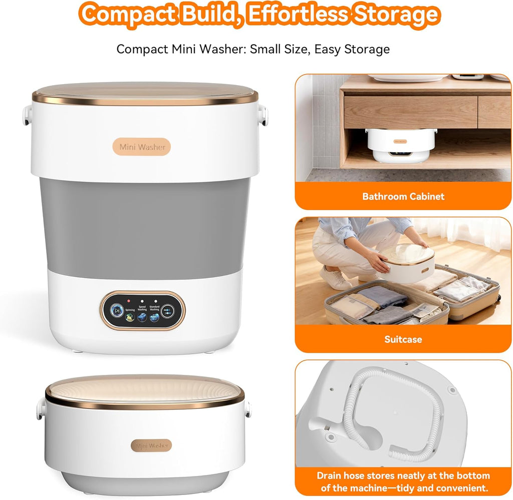 Portable Washing Machine, Folding 20L Mini Washer and Spin-Dryer, 3 Cleaning Modes & Deep Cleaning Small Compact