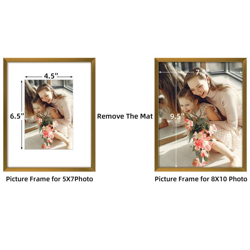 8x10 Bronze Aluminum Frame, For 5x7 Photo, With Mat