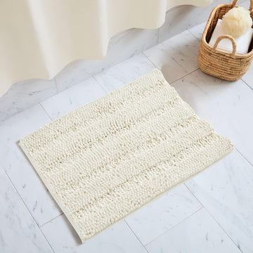 Super Thick Soft Striped Shaggy Chenille Bath Mats, Machine Washable Indoor Outdoor Durable Chenille Doormat, Dry