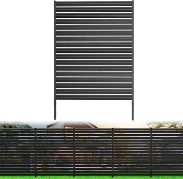 1 Panel No-Dig Metal Privacy Fence Screen, 60" H × 48" W Outdoor Air Conditioner Fence, Rustproof AC Unit Cover to