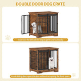 27.2" Dog Crate Furniture with Barn Door, Heavy Duty Dog Kennel Indoor with 2 Doors