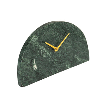 Decorative Half Moon Marble Mantel Clock, Green and Gold