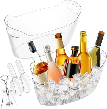 Acrylic Champagne Bucket, Ice Bucket for Parties6.5L Large Party Ice Bucket with Ice Scoop & Bottle Opener - Set of 2