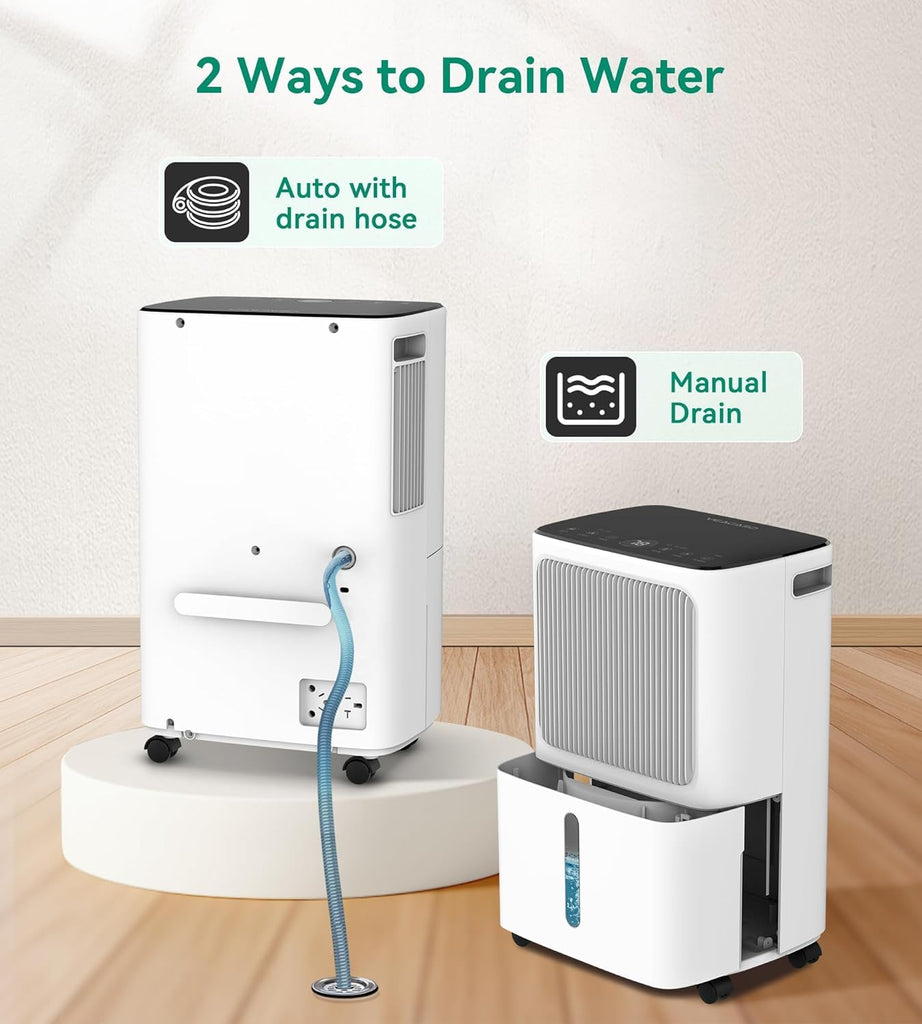 2500 Sq.Ft Dehumidifier for Basement with Drain Hose Max 34 Pints, Dehumidifiers for Home, Large Room, Bathroom