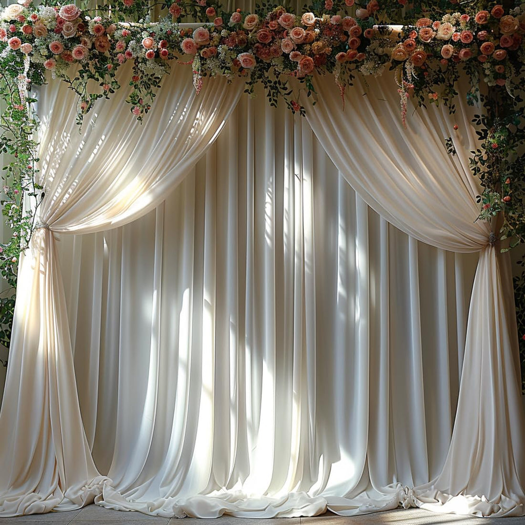 10x10ft Wrinkle Free Ivory Backdrop Curtain for Parties Soft Fabric Drapes Wedding Ivory Curtain Backdrop for