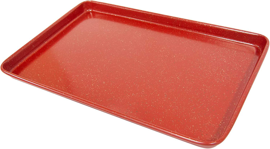 2pc Ultimate Commercial Weight 15 x 10 x 1-Inch Cookie Sheet Set (Red Granite)