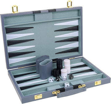 Backgammon Set 2 Players Classic Backgammon Sets for Adults Board Game with PU Leather Case Portable and Travel - Set of 30