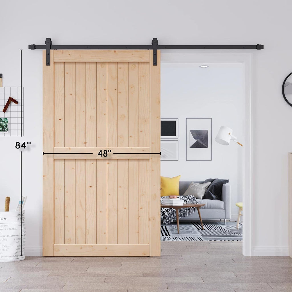 48in x 84in Sliding Barn Wood Door,Interior Doors,DIY Assemblely,Solid Natural Spruce Panelled Slab,