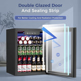1.7 Cu.Ft Beverage Refrigerator Cooler - 68 Can Mini Fridge Glass Door for Drink