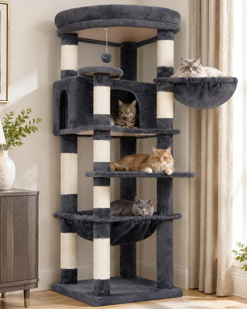 53.1" Corner Cat Tree for Large Cats - Interactive Play