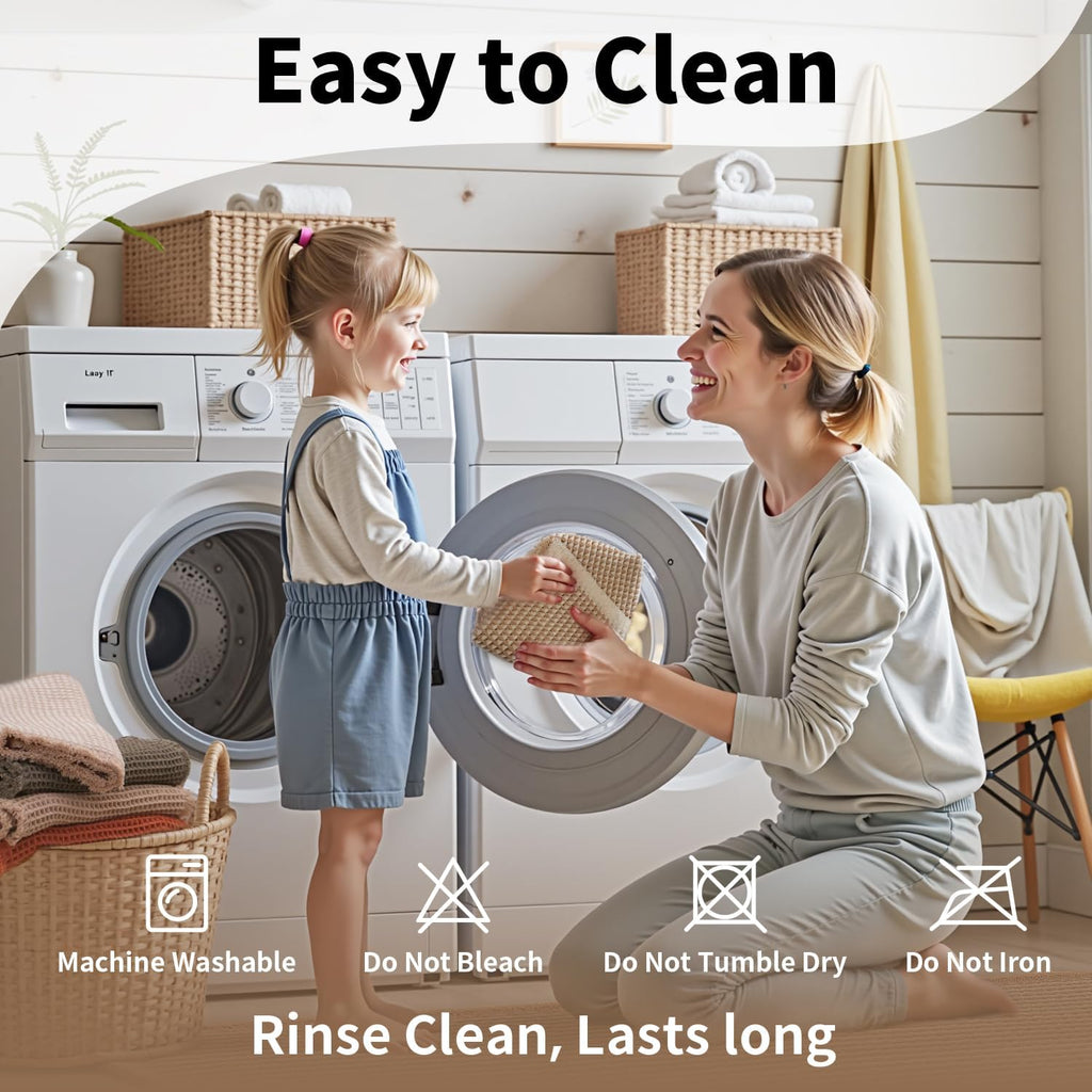 Bathroom Rugs Sets 2 Piece - Waffle Bath Mat Non Slip, Washable Bathroom Mats Absorbent Soft Boho Decor, Quick Dry