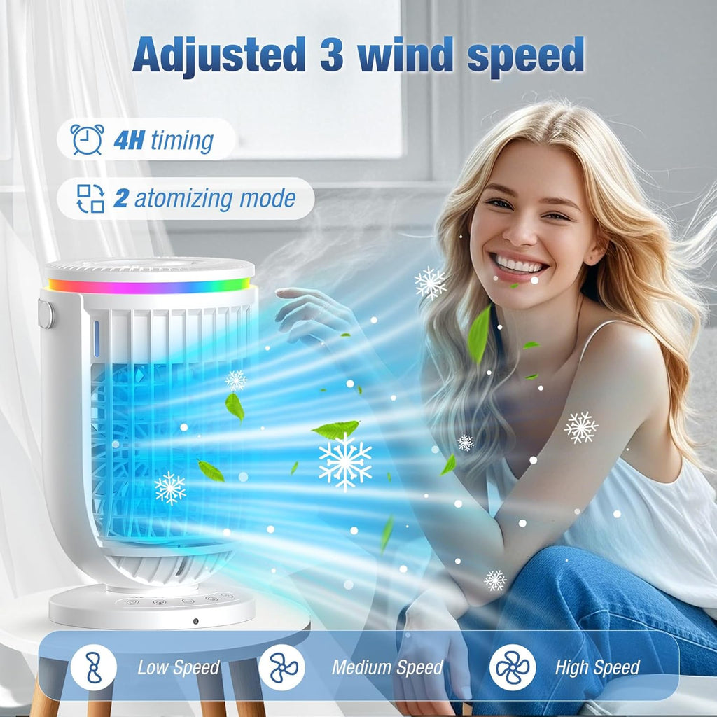 AI Portable Air Conditioners Fan with 120° Rotating Function,Evaporative Mini Room Air Conditioners