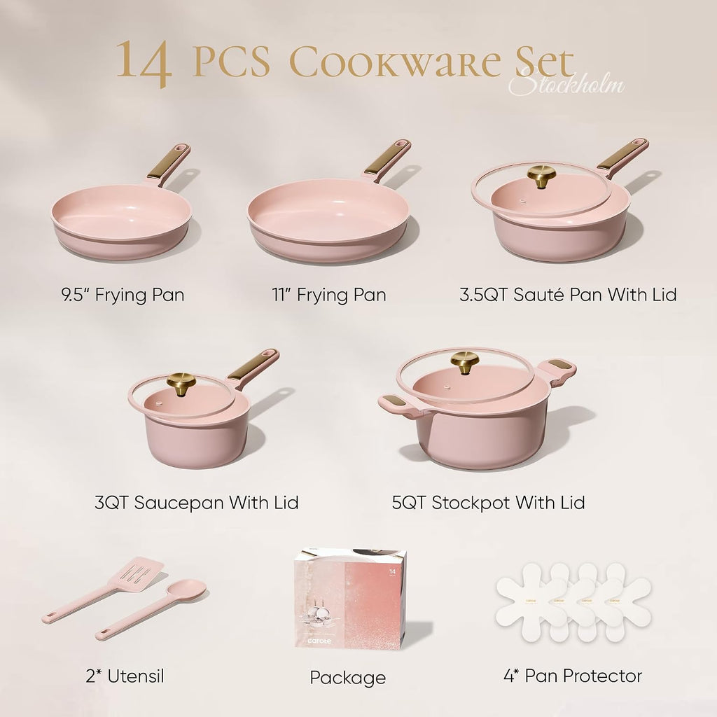 Pots and Pans Set, Ceramic Cookware Set, 14pcs | Healthy Cooking Set, Non-Toxic Induction, Ultra Durable, Easy Clean