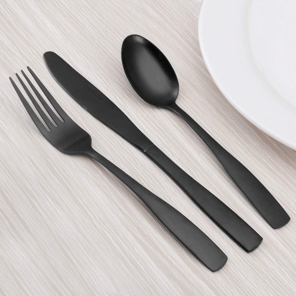 Matte Black Silverware Set, Satin Finish 40-Piece Stainless Steel Flatware set, Tableware Cutlery Set Service for 8