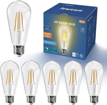 Edison Bulbs E26 LED Bulb 60 Watt Equivalent, Vintage LED Light Bulbs CRI90+ ST19, Dimmable Clear Light Bulbs (2700K