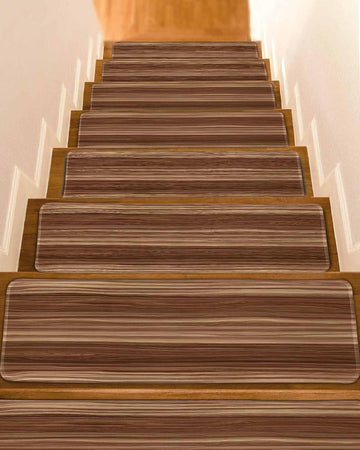 Retro Wood Grain Brown Stair Treads Country Rustic Barn Plank Texture Indoor Non Slip Peel and Stick Stair Treads for
