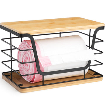 Large Wire Basket Pantry, Stainless Steel Kitchen Counter Organizer for Potato Onion, Trash Bag Dispenser Under Sink