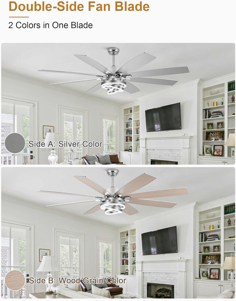 72 Inch Ceiling Fans with Lights, Large Modern Ceiling Fan with Remote Control , Dimmable