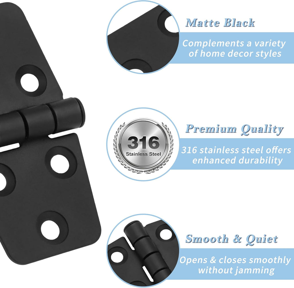 316 Stainless Steel Door Hinges,Matte Black Door Hinges,3 inch x 1.5 inches (76 x 38mm) Heavy Duty Hinges /Interior