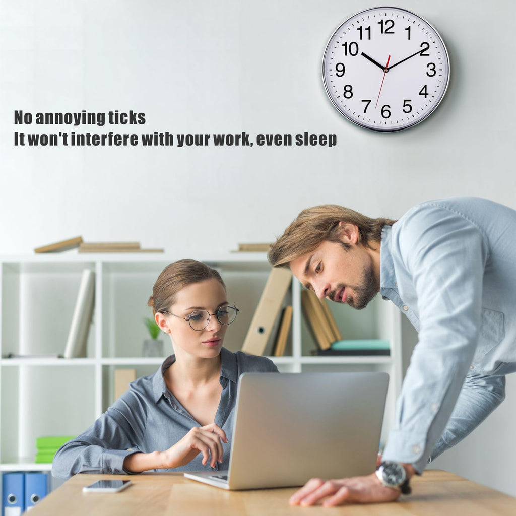 Extra Large Wall Clock - 16" Non Ticking Silent Quartz Black Wall Clocks - Simple Design Wall Clocks Decor, Battery