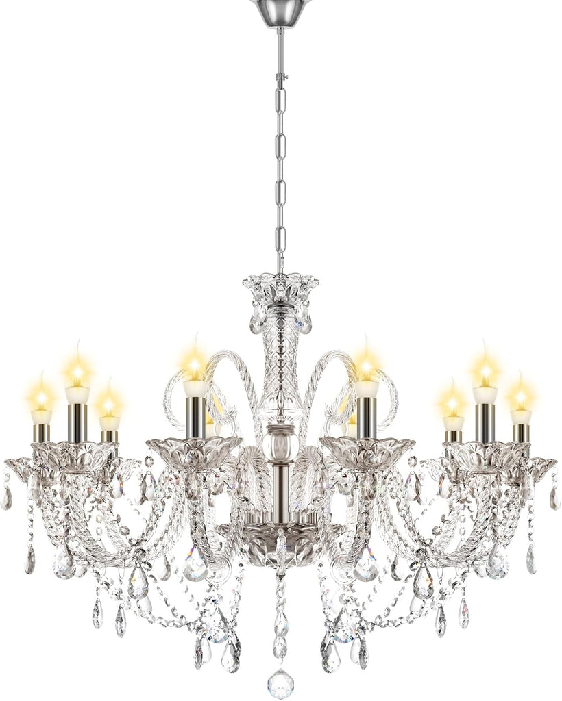 10 Lights Crystal Chandeliers K9 Crystal Ceiling Pendant Lamp for Dining Room Bedroom Home Decor (Clear) A110-B0CD7P62M6