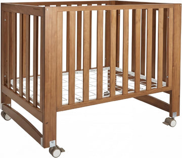EvoNest 6-in-1 Convertible Baby Mini Crib with Wheels, GREENGUARD Gold Certified, 4 Adjustable Mattress Heights, 100%