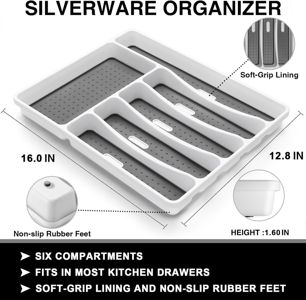 49-Piece Black Silverware Set with Organizer, Heavy Duty Stainless Steel Flatware for 8