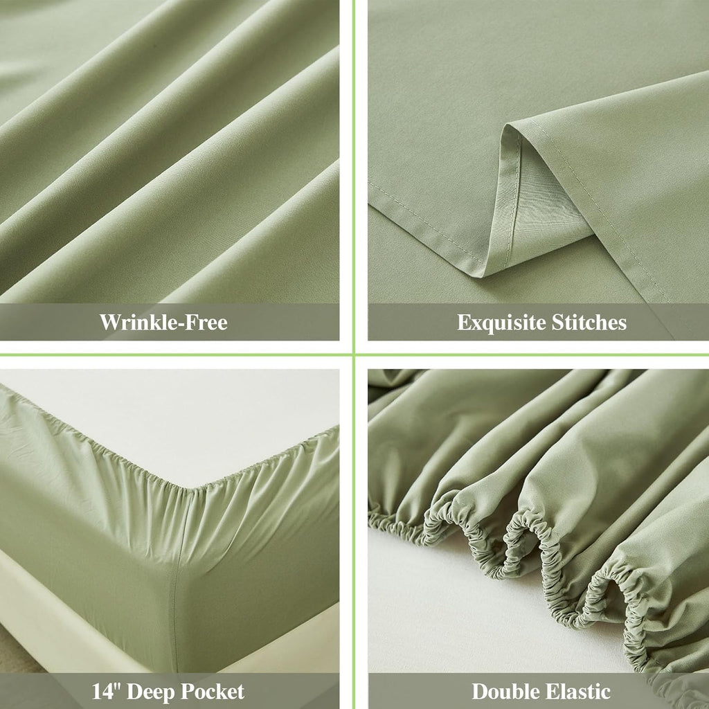 Sheets Set 6 Piece,Hotel Luxury Super Soft 1800 Series Microfiber Bed Sheets Set-Wrinkle Free