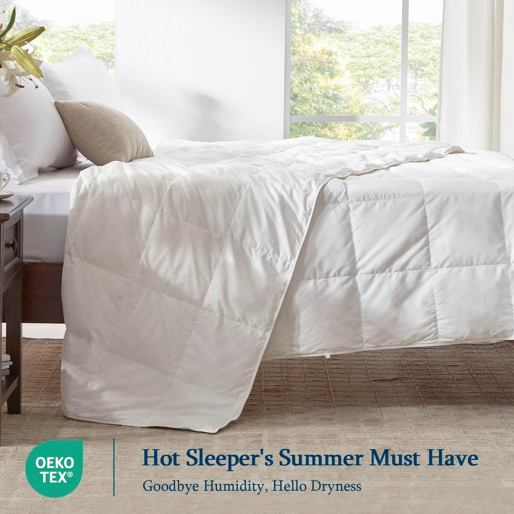 Summer Down Comforter Blanket Queen, Extra Lightweight Duvet Insert for Hot Sleepers