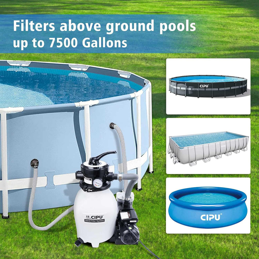 12-inch Sand Filter Pump System Handy 4-Way Valve for Above Ground Swimming Pools with Prefilter Pool Pump 115V