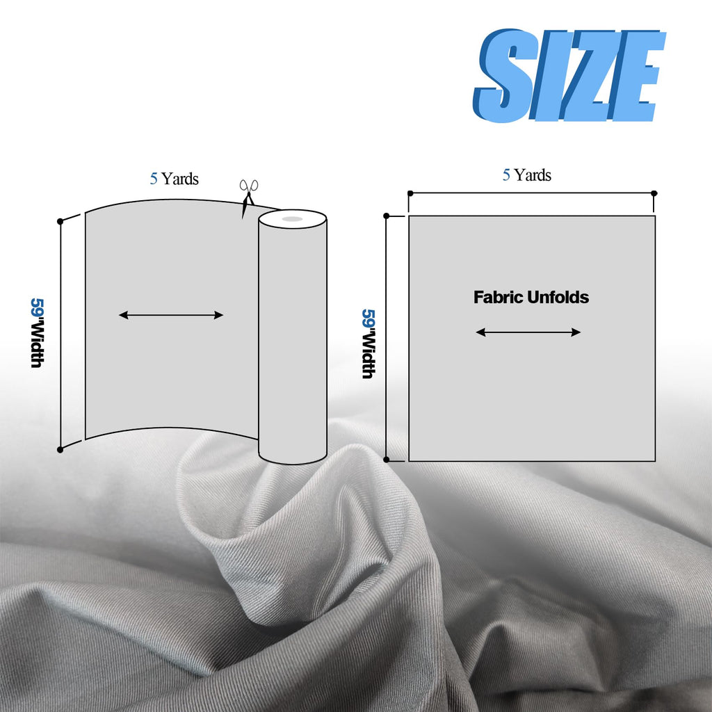 5 Yard Gray Twill Cotton Canvas Fabric, Natural Thick Cotton Poplin Fabric by The Yard, 59 Inches Wide 100% Cotton