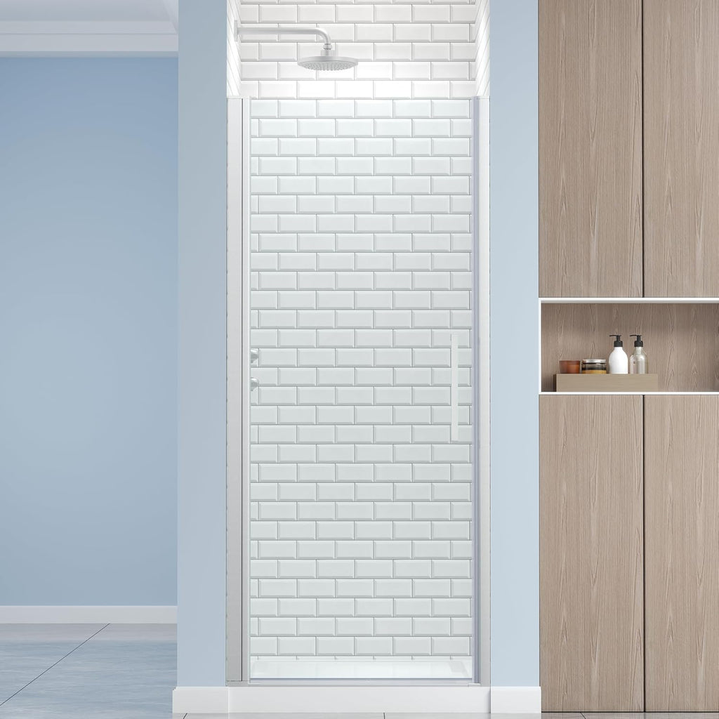 Frameless Pivot Shower Door 30.8-32" W X 72" H, 1/4" (6mm) Clear SGCC Tempered Glass, Hinged Pivot Swing Shower Door