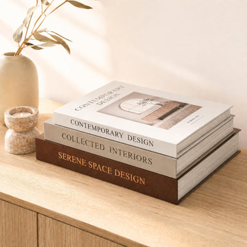 Decorative Books Decor, Set of 3 Stackable Linen Fake Books for Coffee Table, Shelf & Mantel Decor, Faux Books with