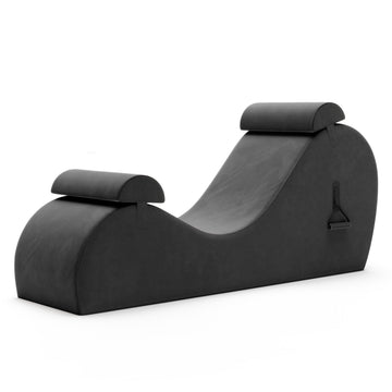 Chakra Yoga Chaise - 2 Adjustable Headrests & Handles with Adjustable Straps, Micro-Velvet/Microloop, Black & Grey