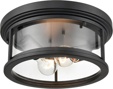 Bresley 2-Light Outdoor Flush Mount Powder Coated Black