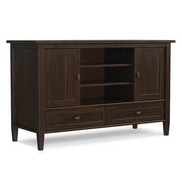 Warm Shaker 47" Wide Solid Wood TV Stand in Brunette Brown