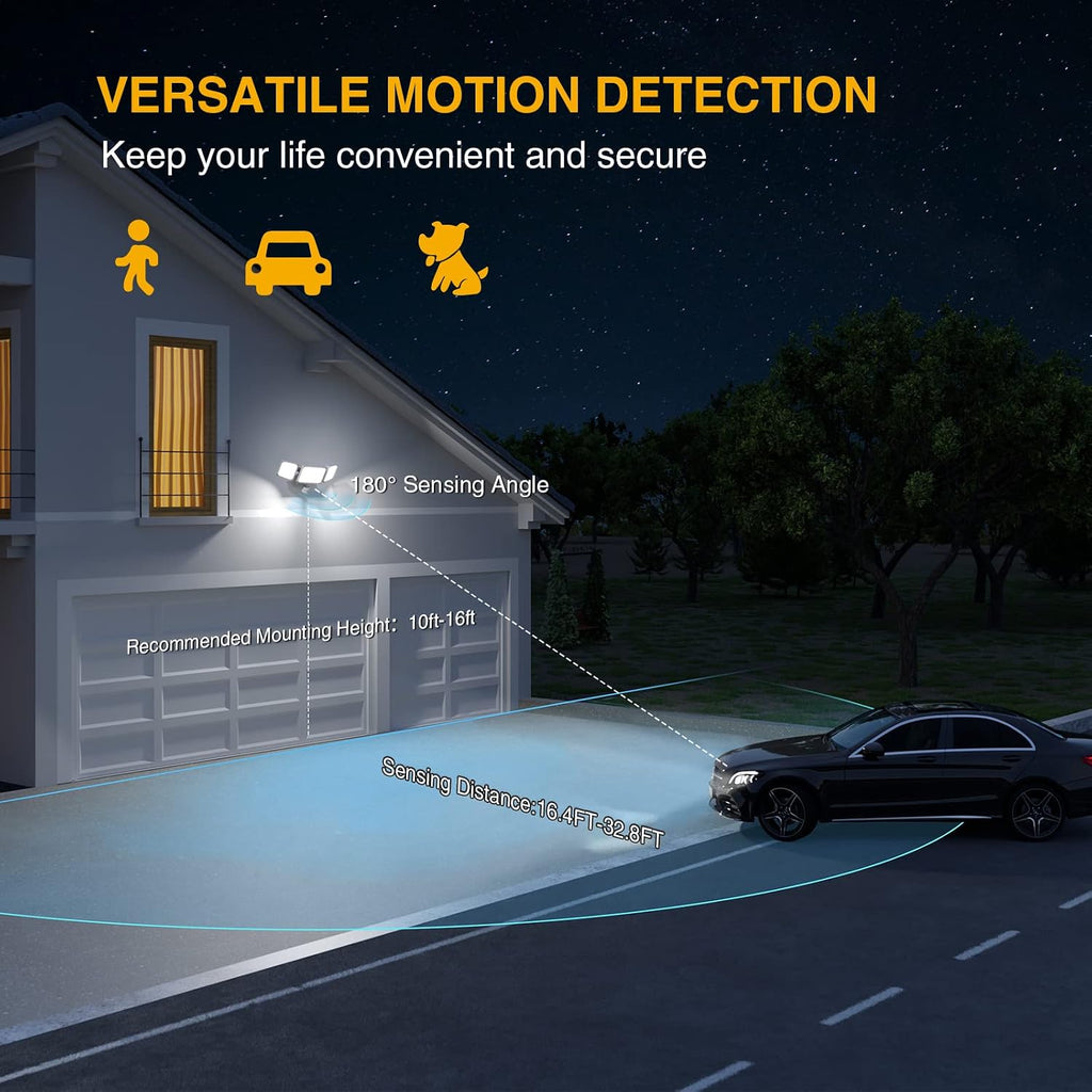 100W LED Security Lights Motion Sensor Light Outdoor, 9000LM Ultra Bright, 6000K, IP65 Waterproof Flood Light Motion