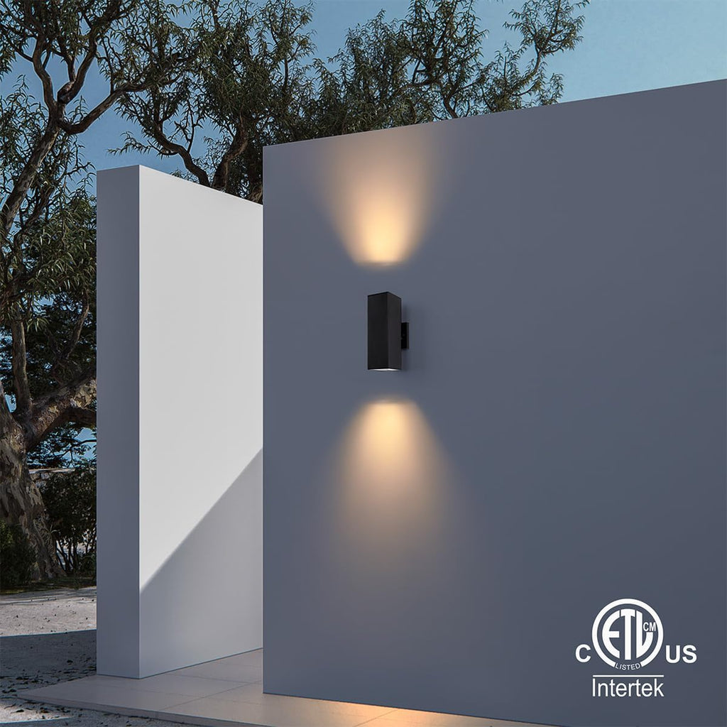 Modern Outdoor Porch Light Patio Light in 2 Lights with Aluminum Rectangular Tube and Tempered Glass Cover Waterproof