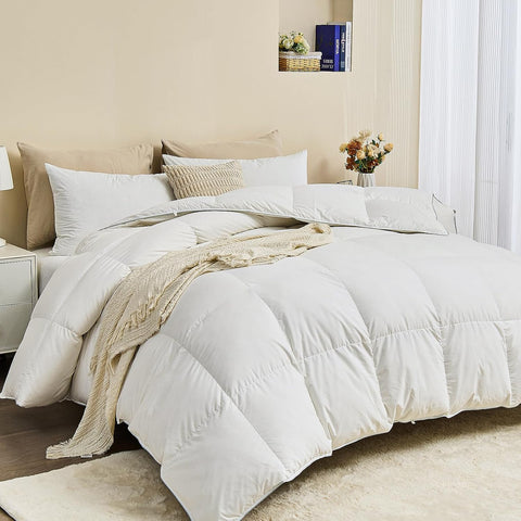 Luxury Down Feather Fiber Comforter Oversized Queen