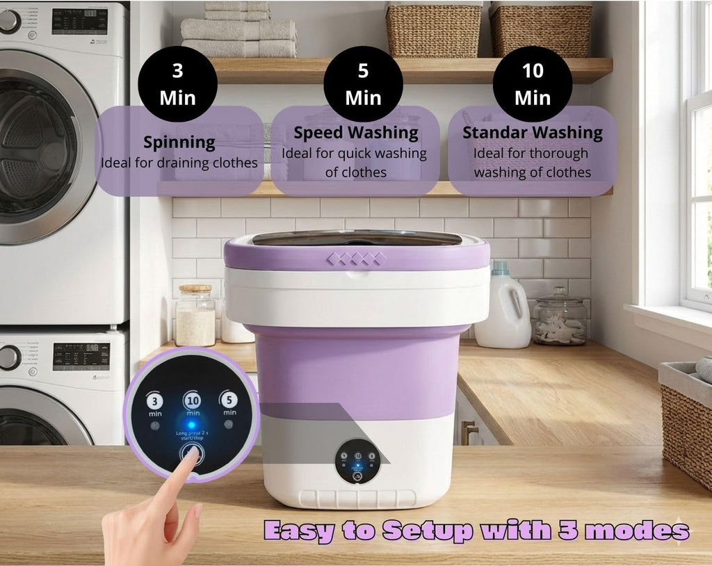 Portable Electric Foldable Mini Washing Machine 16L - Touch Digital Control for Baby Clothes, Underwear, Camping, RV