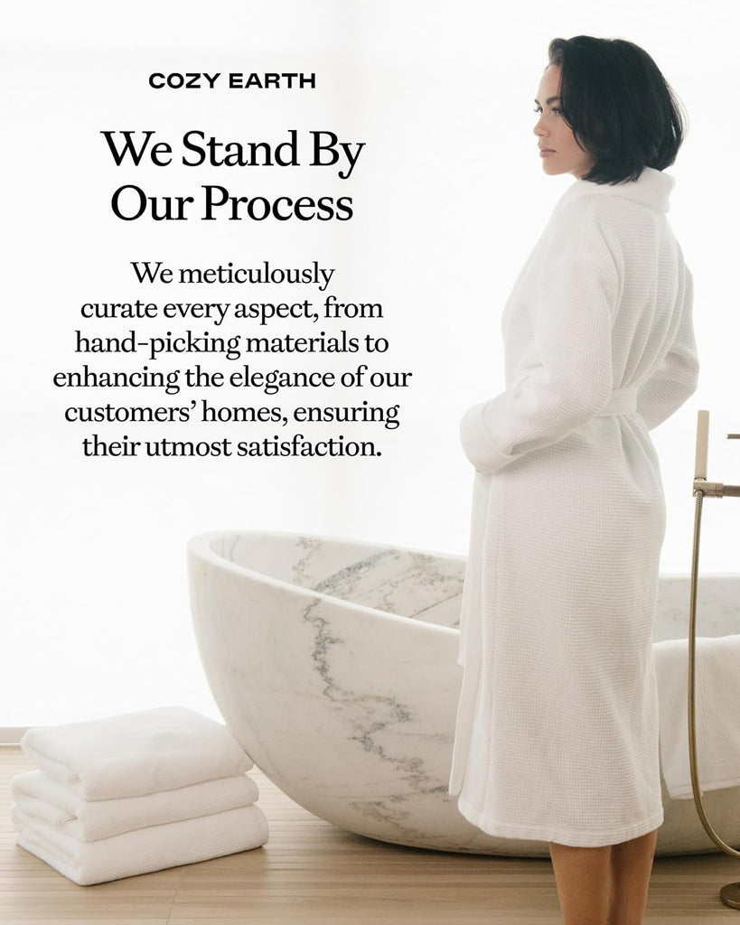 Waffle Bath Robe, Lightweight Spa Robe with Pockets | 40% Viscose from Bamboo Blend