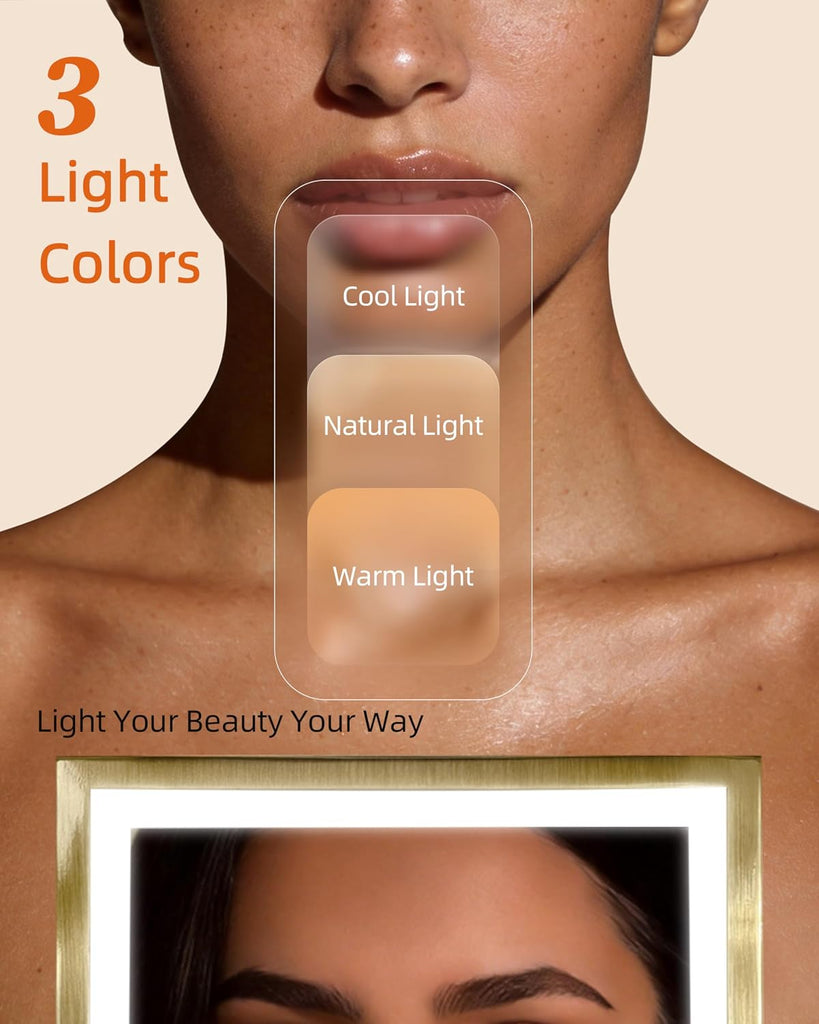 Vanity Mirror with Lights, 4000mAh Magnifying Mirror, 1X/10X Rechargeable Makeup Mirror with 3 Color
